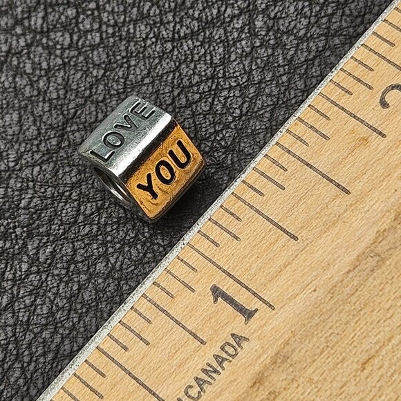 Pandora Sterling Silver "I Love You"Cube Charm with 14K Yellow Gold Heart - Picture 6 of 6